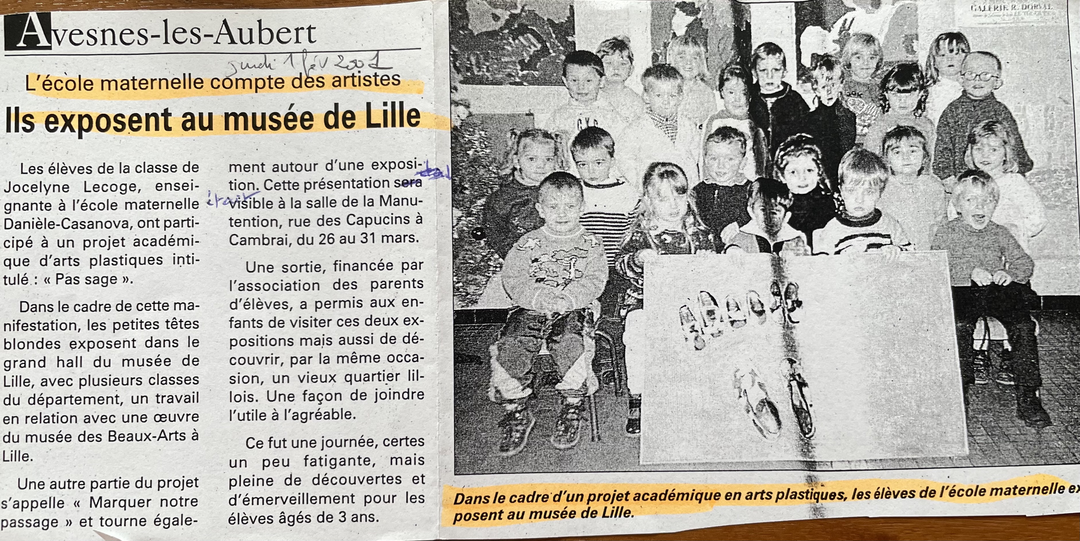 L'école maternelle expose au musée de Lille
